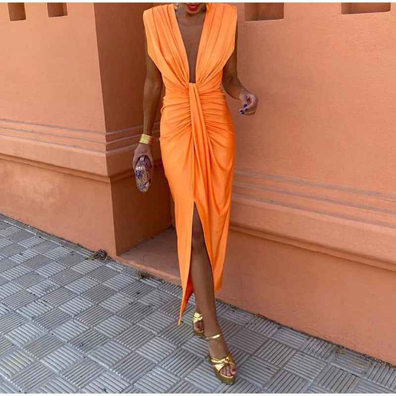 Party-Kleid Mit Tiefem V-Ausschnitt Damen
