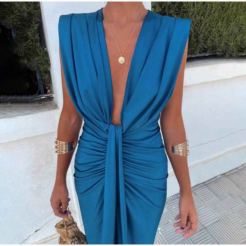 Party-Kleid Mit Tiefem V-Ausschnitt Damen