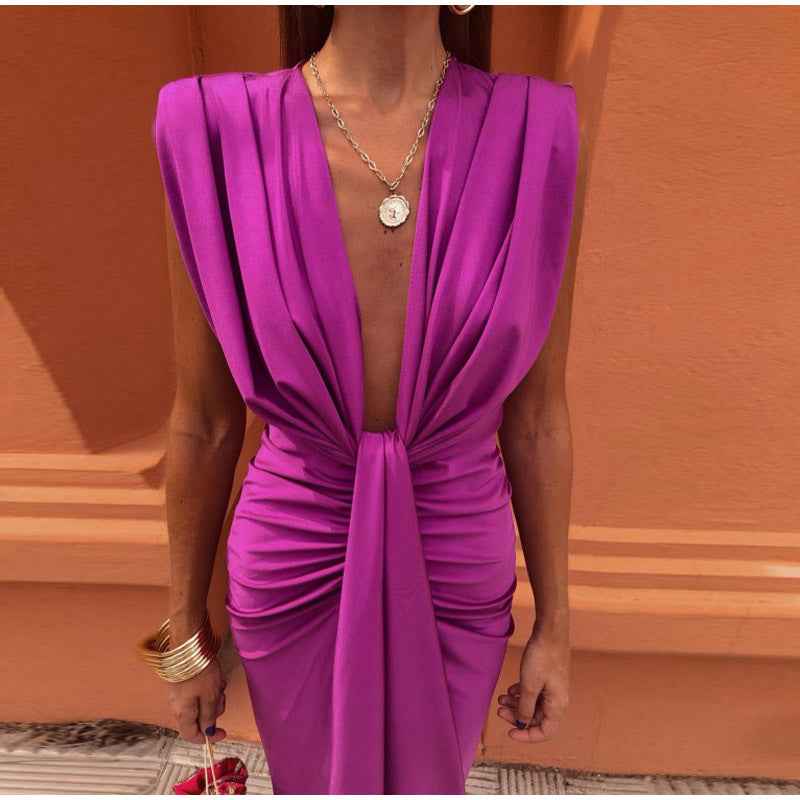 Party-Kleid Mit Tiefem V-Ausschnitt Damen