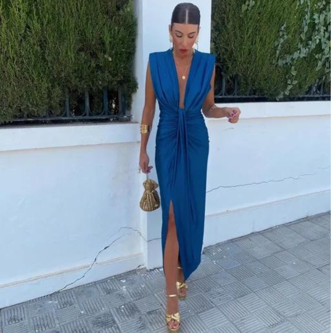 Party-Kleid Mit Tiefem V-Ausschnitt Damen
