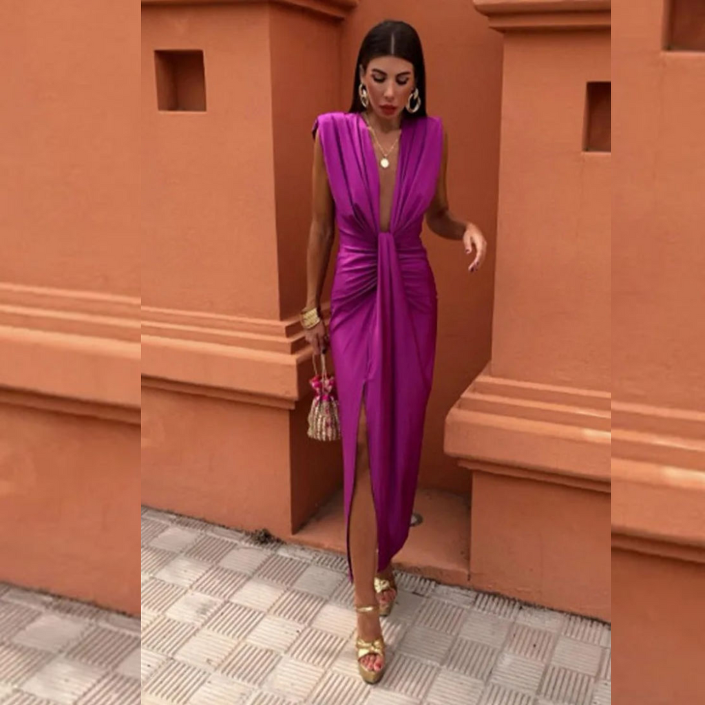 Party-Kleid Mit Tiefem V-Ausschnitt Damen