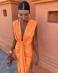 Party-Kleid Mit Tiefem V-Ausschnitt Damen