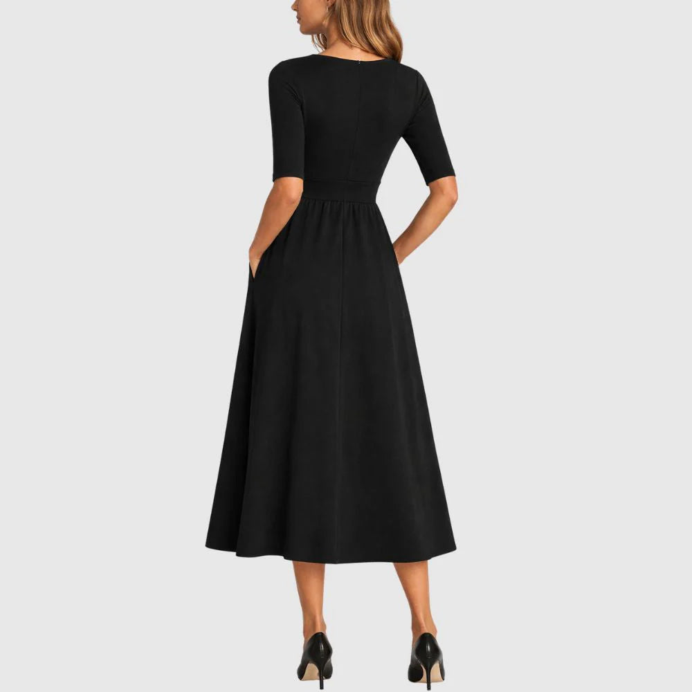 Zoé - Robe Midi Évasée Élégante